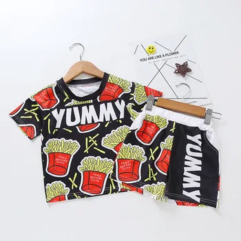 

Kids Boys Clothes Summer Cartoon Printed T shirt Tops + Short Pants Child Tracksuit Children Clothing Set 1 2 3 4 5 Years