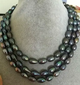 

TRIPLE STRANDS 11-12 MM BAROQUE PEACOCK GREEN PEARL NECKLACE 18 INCH 19INCH 20 INCH