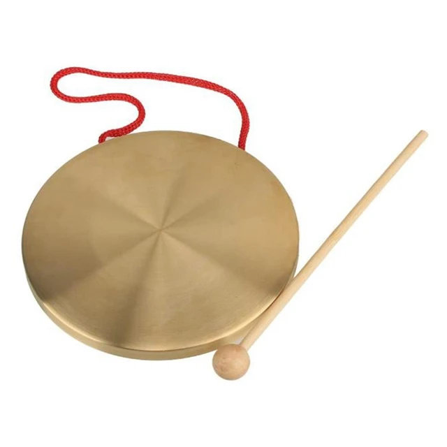 Hand Gong15cm Hand Gong Toy Brass Copper Chapel Opera Percussion with Round Play Hammer for Chapel & Opera Playing