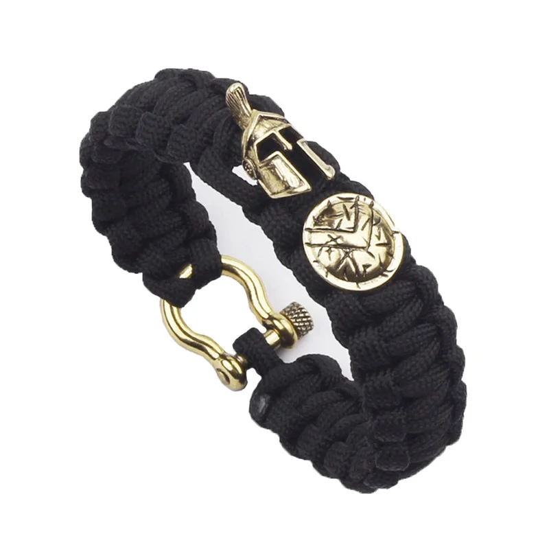 Pohier Outdoor Survival Men Bracelet Spartan Helmet Paracord Bracelets