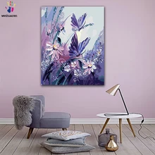 DIY картинки для раскраски по номерам с цветами фиолетовая бабочка на маргаритке Рисование Живопись по номерам в рамке дома