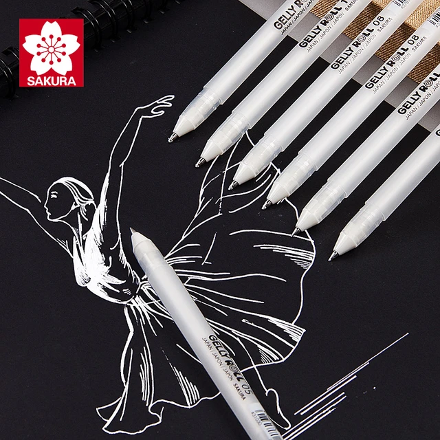 Sakura Gelly Roll Gel Pen White Color  Sakura Gelly Roll Markers - 3pcs Sakura  White - Aliexpress