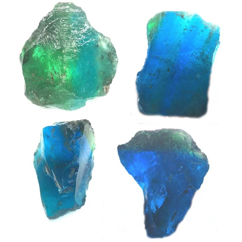 

Bulk Natural Ore Blue Green Glass Stone Colored Glaze with Quartz Rutilated Gemstones Natural for Jewelry Engraving Material D3