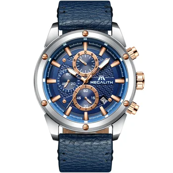 

MEGALITH 2019 New Blue Silicone Quartz Watch Waterproof Casual Sports Military Chronograph Men Watch Clock Relogio Masculino