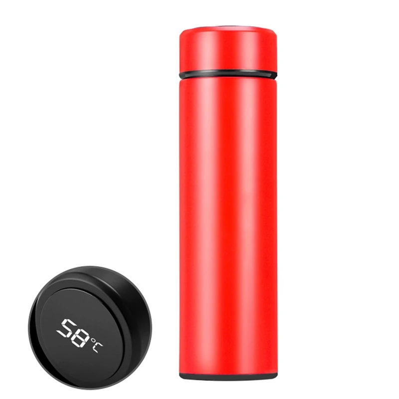 500ml Smart Mug Temperature Display Stainless Steel Water Thermal Bottle With LCD Touch Screen Waterproof Cup - Цвет: R