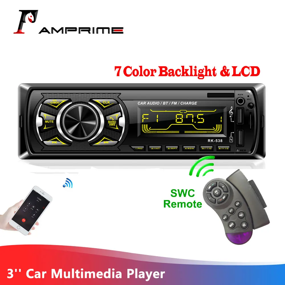 Автомобильный мультимедийный плеер AMPrime 1 din большой радиоприемник Bluetooth 3 дюйма