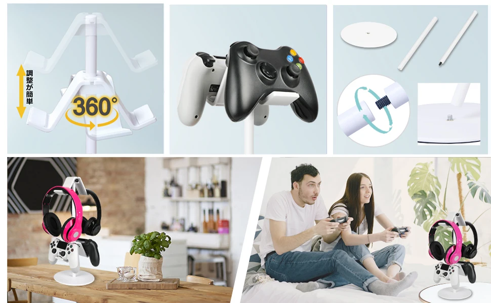 acessórios da sala de jogo titular armazenamento rack controlador joystick suporte fone ouvido para um camada controlador branco