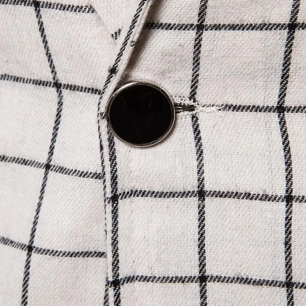 2019 Hot Sales Charm Men's Casual Fit Slim Suit One Button Business Coat Jacket Turn-down Collar Plaid Blouse 3 Color