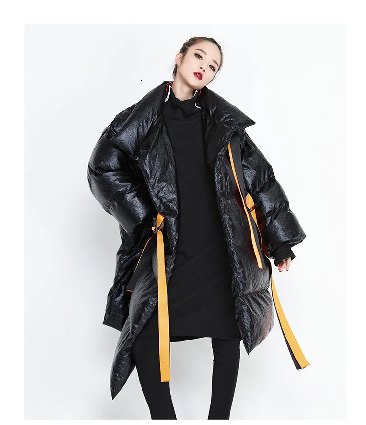 QING MO теплая плотная Женская куртка с хлопковой подкладкой, зимнее пальто с поясом, черный, серебристый цвет, куртка с хлопковой подкладкой ZQY1853
