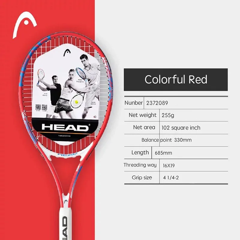 Djokovic серии голова теннисная ракетка для начинающих обучение матча мужской и женский - Цвет: Colorful red