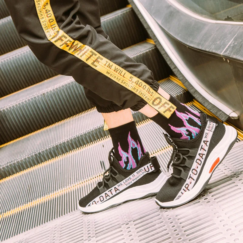 Мужские модные носки в стиле хип-хоп,, яркие носки для катания на лыжах, красный фонарь с пламенем, теплые хлопковые носки для уличного скейтборда - Цвет: 4
