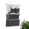 5 Pockets Wall Mounted Bag Waterproof Bedroom Home Storage Hanging Pocket with Hooks Cotton Linen Fabric Sundries Organizer 3