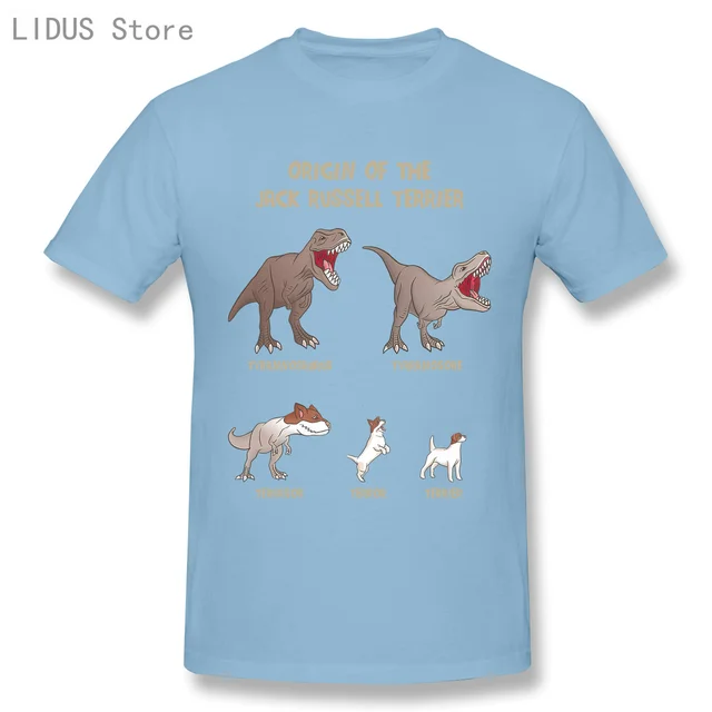 LIDUS Origin Of The Jack Russell Terrier Evolution History Meme Shirt Short Sleeved Tshirt Fashion Cotton T-shirt Tee Shirts sky blue