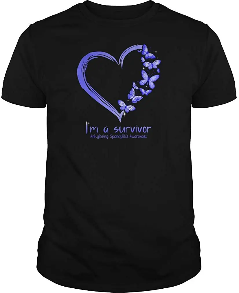 Футболка с принтом бабочка сердце I'm A Survivor Ankylosing Spondylitis новая летняя крутая