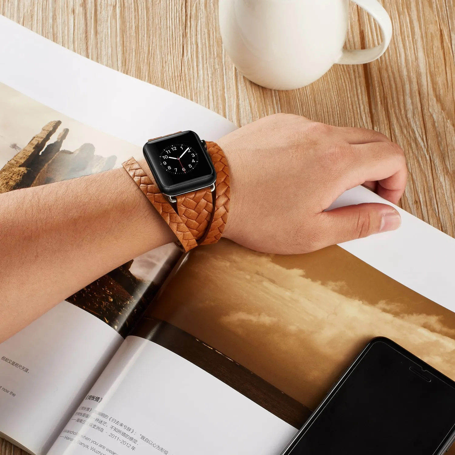 Кожаный ремешок для часов apple watch serie 4 3 44 мм 42 мм ремешок для i watch 2 1 аксессуары iphone watch band 40 мм 38 мм Смарт-часы