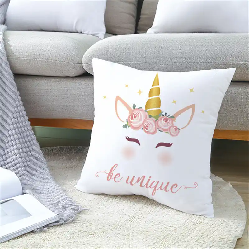 Diy Unicorn Decorative Pillowcase Cartoon Owl Seat Cushion Home