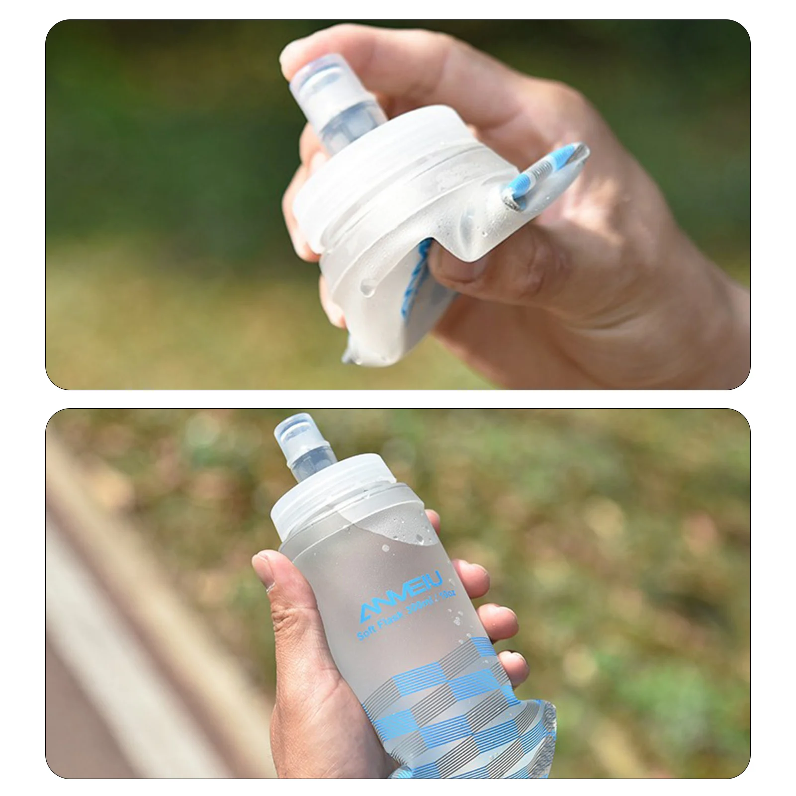 Anseom Gourde Souple, Gourde Sport Pliable Flasque Running avec Longue Paille Hydratation Flacon Bouteille d'eau pour Running Cycling Climbing Camping Randonnée Marathon (500ml