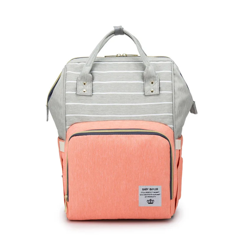 

Multi-functional Stripes Diaper Bag Mom And Baby Storgage Bag Large Capacity Baoma Backpack Manufacturers Direct Selling