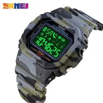 

SKMEI 5Bar Waterproof Pedometer Calendar Military Bluetooth Sport Men's Watches Male Digital Wristwatches Relogio Masculino 1629