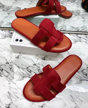 

2020 Women Slip-on Sandals Spring Summer Mujer Outside Slippers Africa Black Ladies Flat Form Holiday Shoes Geometric