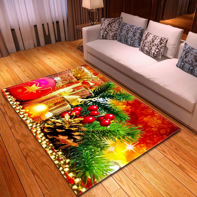 Горячая Распродажа, Рождественский напольный коврик Санта Клаус, фланелевый ковер, нескользящий Рождественский Декор, 4 размера, R3463