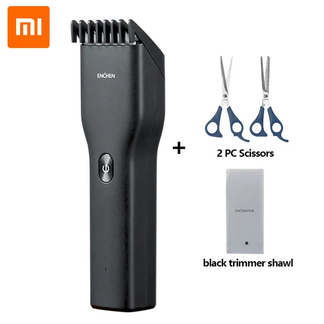 with shawl scissors XIAOMI электрическая машинка для стрижки волос, беспроводные машинки для стрижки, профессиональные триммеры для взрослых, угловая детская бритва, Парикмахерская Xiaomi ENCHEN - Цвет: with shawl scissors