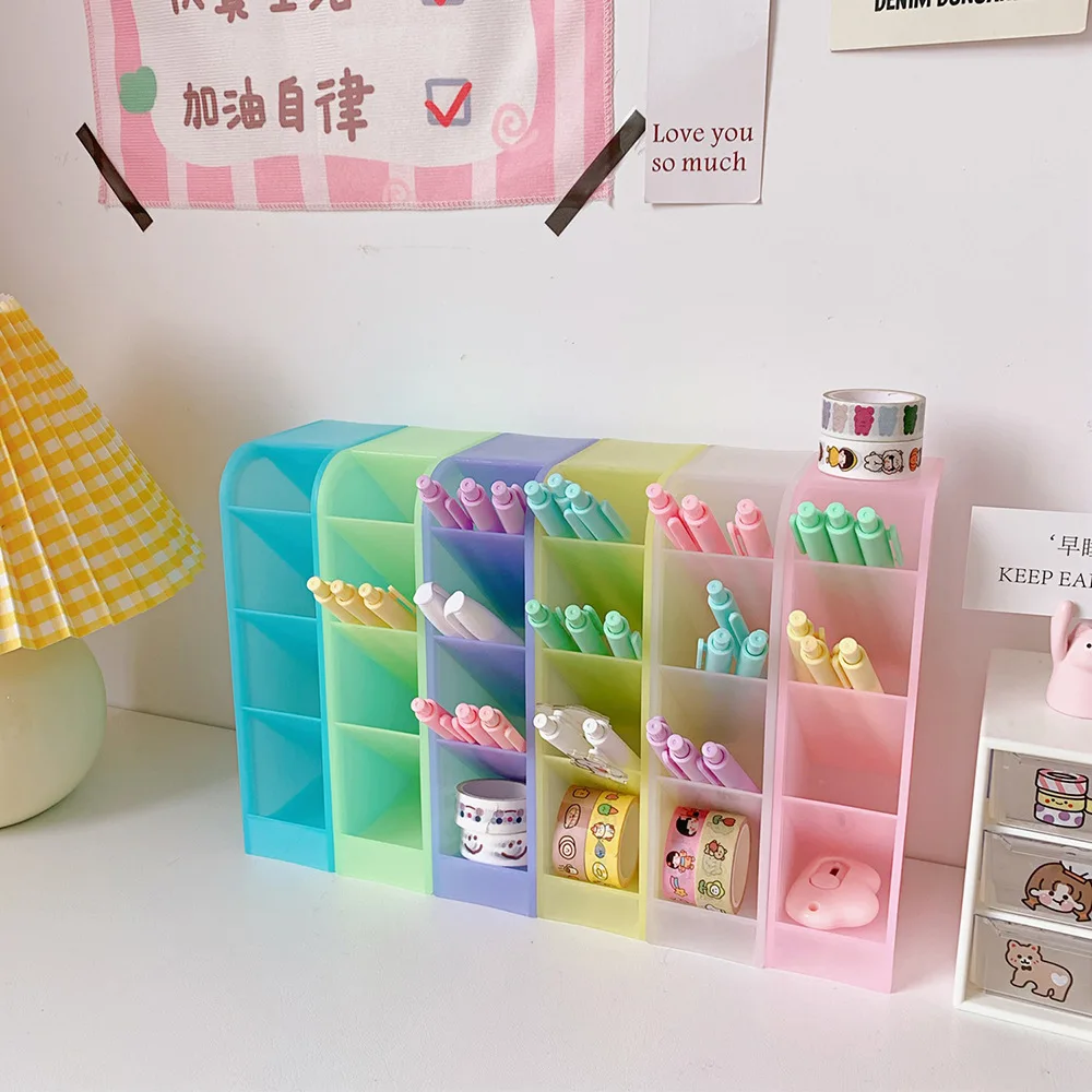 New Desk Pen Holder Pencil Makeup Storage Box Desktop Organizer School Office Stationery
