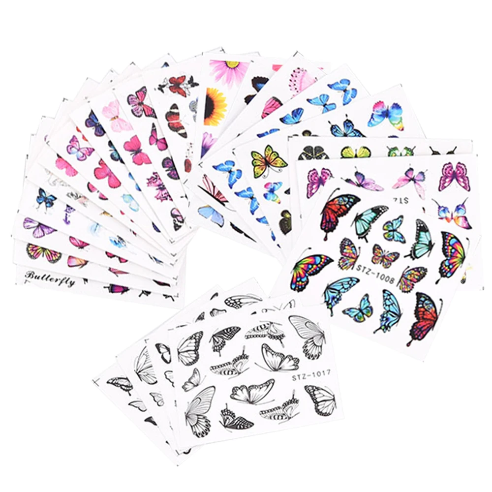 3D Watercolor Butterflies Sliders Nail Art Water Transfer Decal Sticker Blue Valentine's Day Nail Decoration Tattoo Manicure nail stickers nail art decoration nail decals
