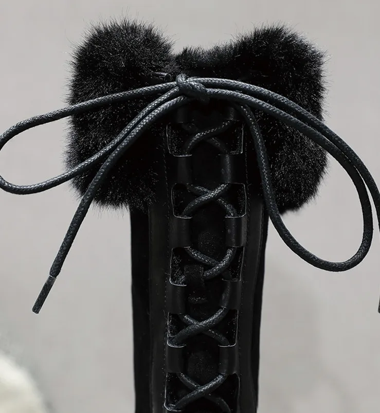 Maggie's Walker/женские модные высокие сапоги из флока; женские зимние сапоги на шнуровке; Размеры 35-39