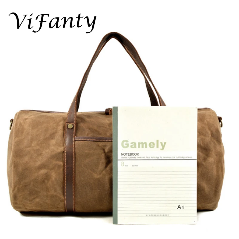 Дорожная сумка для путешествий, вощеная парусина водонепроницаемая сумка на выходные