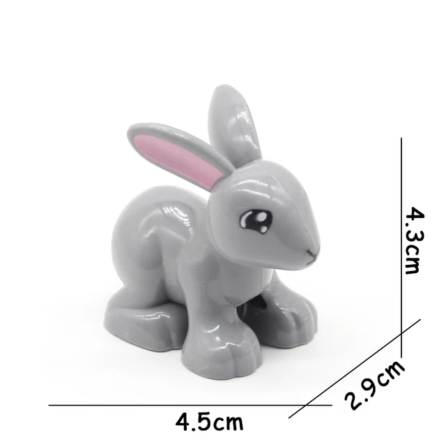 Big Size Building Blocks Animal Accessories Farm Figures Pig Rabbit Chicken Duck Dog Cat Bird horse Cow Sheep DIY Toys Gifts Grey rabbit