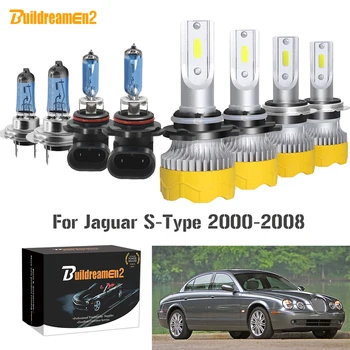 

Buildreamen2 4 X Car Accessories Headlight High Beam + Low Beam LED Halogen Headlamp Light 12V For Jaguar S-Type 2000-2008