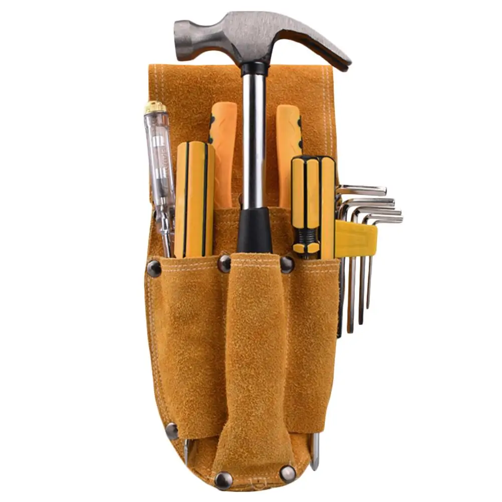 

Mini Leather Tool Bag Professional Electrician Multi-functional Electrician Tools Bag Waist Pouch Belt Storage Holder Organizer