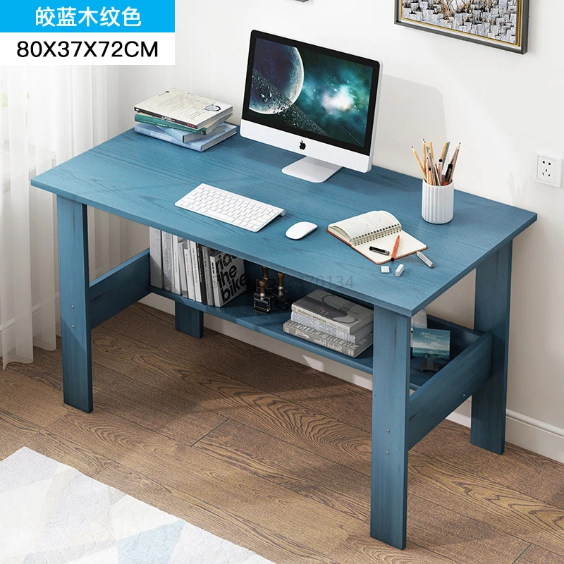 Компьютерный стол настольный домашний стол студенческий письменный стол простой современный офисный твердый деревянный цвет простой маленький стол для спальни - Цвет: Небесно-голубой