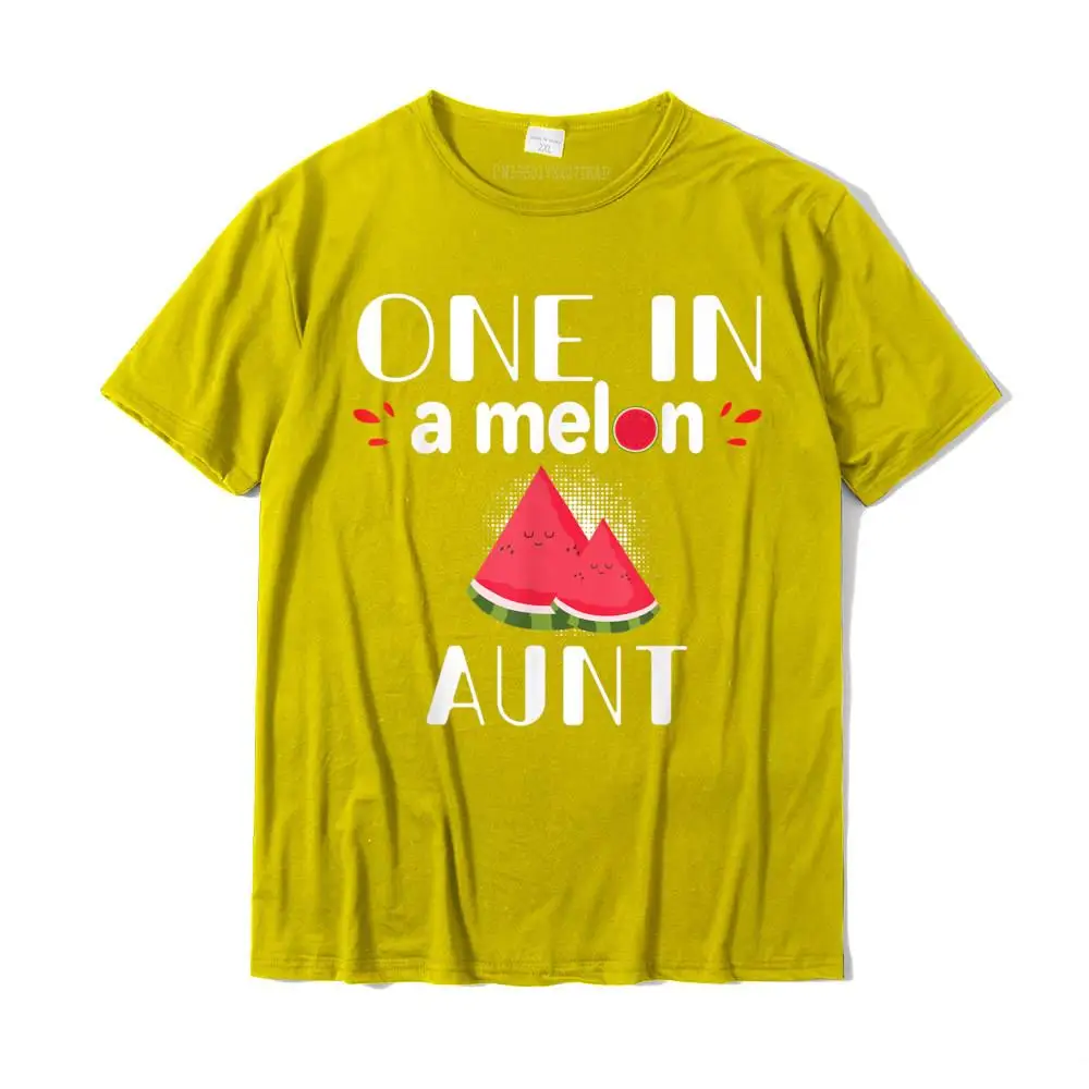 Plain Men T-shirts Round Neck Short Sleeve 100% Cotton Normal Tops & Tees Normal Tee Shirt Wholesale One In A Melon Aunt Funny Watermelon Family Matching Gift T-Shirt__MZ16579 yellow