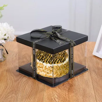 

4pcs Cake Packaging Box Cake Container Transparency Cake Box Cake Wrapping Box