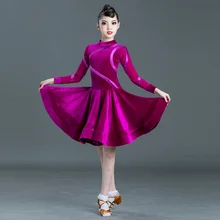 Платья для латинских танцев для девочек, бальное платье для танцев, бархатное детское платье для танго, танго, Самба, ча-ча, Румба, сальса