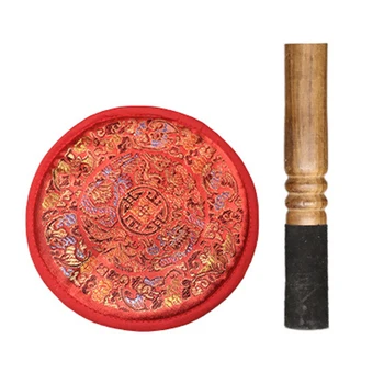 

With Mallet Antique Design Silk Cushion Singing Bowl Set Promotes Peace Tibetan Buddhist Copper Sound Chakra Healing Relaxation