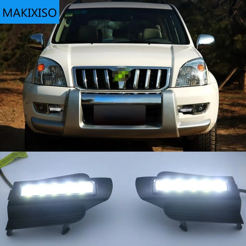 

2pcs LED DRL For Toyota Land Cruiser Prado 120 GRJ120 TRJ120 FJ120 LC120 2002~2010 Daytime Running Light Fog Lamp Original Esuse