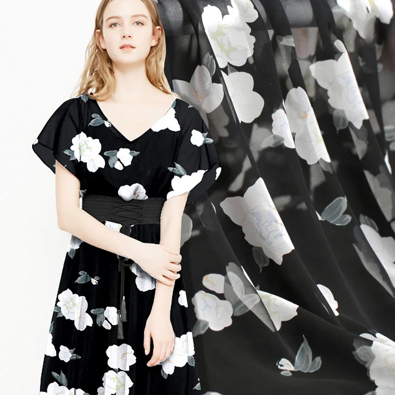 Цветочный Шарм жоржет шелковая ткань для платья шарф tissu Африканский Базен riche getzner telas tela tecido stoffen tissus stoffen