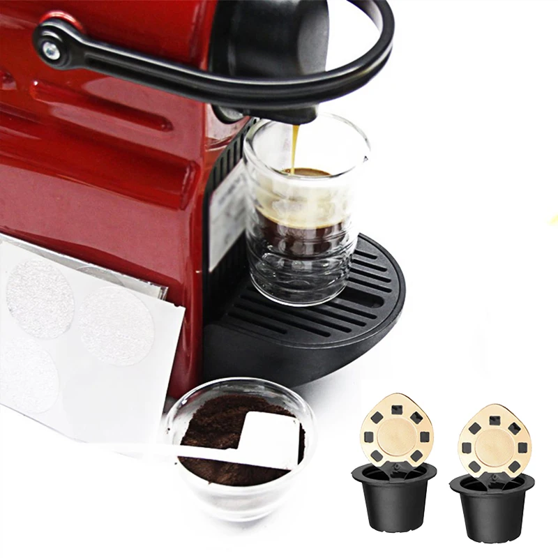 2* Многоразовые капсульные стручки с ложкой для чашки Nescafe, капсульные стручки, черные многоразовые ложки, 35*54 мм, набор прецизионных фильтров