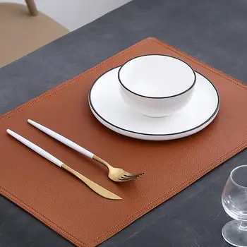 

Fashion Solid Color 45x30cm Faux Leather Placemat Insulation Bowl Dish Cup Pad Dining Table Mat