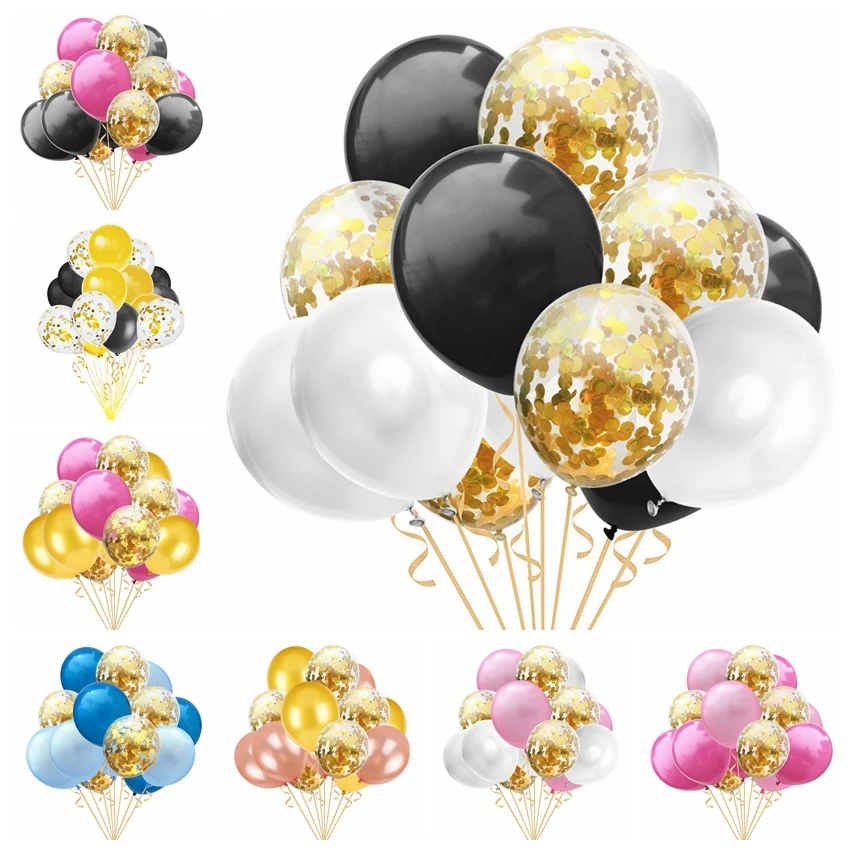 

15PCS Mixed Color Balloons Halloween Party Decoration Metallic Balloon Inflatable Air Ball 12inch Birthday Sequin Balloon Decor