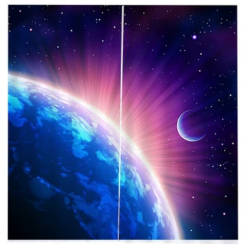 

Modern Blackout Curtains For Bedroom Window Curtains For Living Room 85% Shading 3D,Earth Prints Flower 100 x 140cm(H x W)