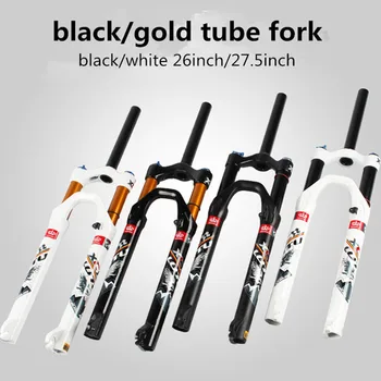 

LUTU MTB Mountain Bike Bicycle Front Fork 26inch Shock Fork Pressure Shoulder Lock Control Gold Black Inside The Tube