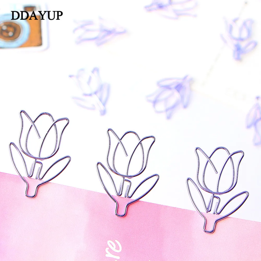 12Pcs/lot Tulip Bookmark Planner Paper Clip for Book Stationery School Supplies