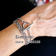 Женский браслет из нержавеющей стали, ювелирные изделия, 4 мм, ширина, Rolo O, кабельная цепь, Т-образная застежка, стальные браслеты золотого цвета pulsera