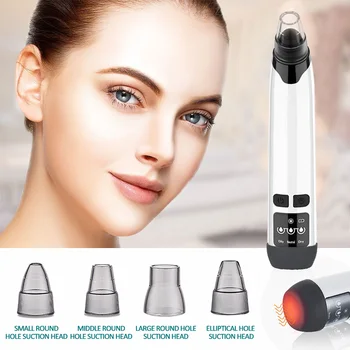 

Electric Heating Blackhead Remover Face Acne Pore Cleaner Vacuum Suction Pimple Black Dots Remover 4 Replacement Heads