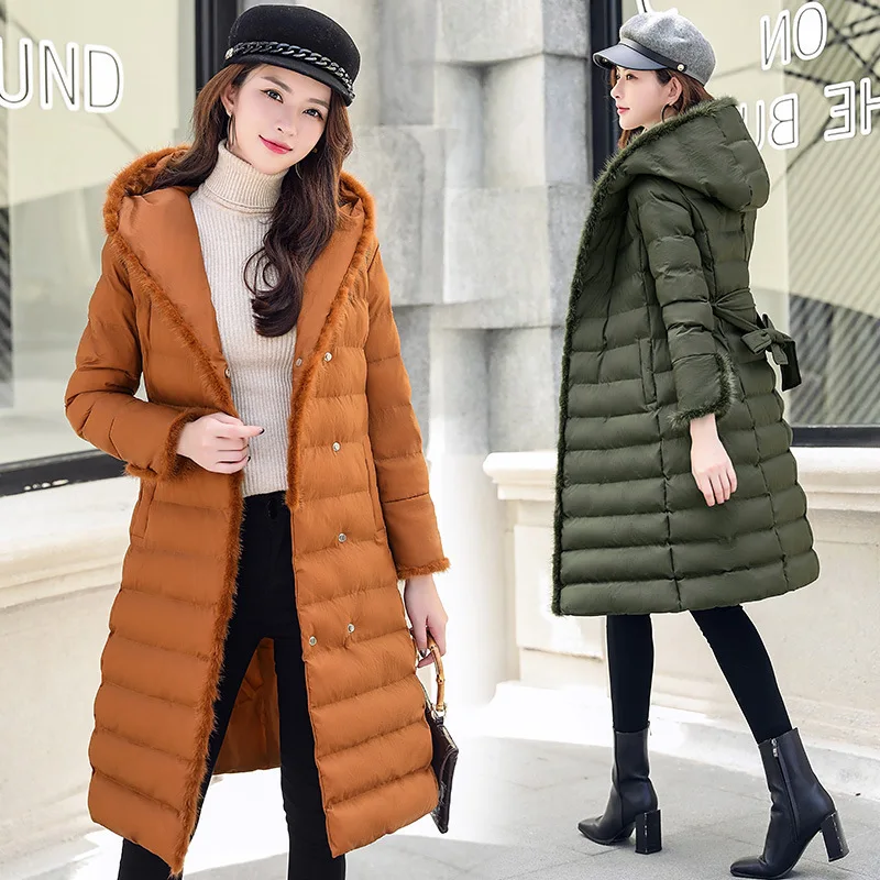 

Cotton-padded Clothes Women's Mid-length Korean-style 2017 New Style Slim Fit Cotton Coat Winter Really Mink Fur Collar Coat Wom