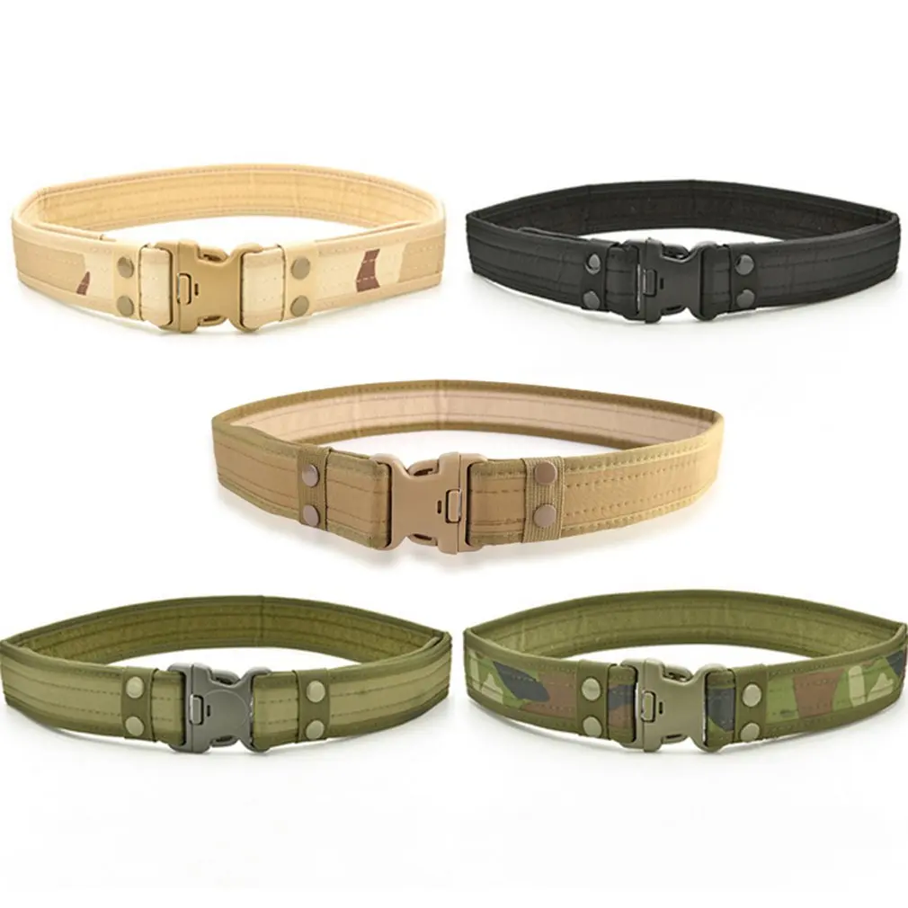 New Combat Canvas Duty Tactical Sport Belt with Plastic Buckle Army Military Adjustable Outdoor Fan Hook Loop Waistband
